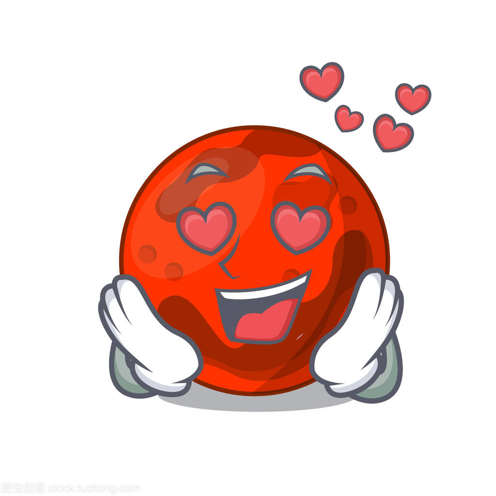 In love mars planet mascot cartoon In love mars planet mascot cartoon
