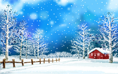 冬天雪景画|冬天雪景儿童画图片-162kb