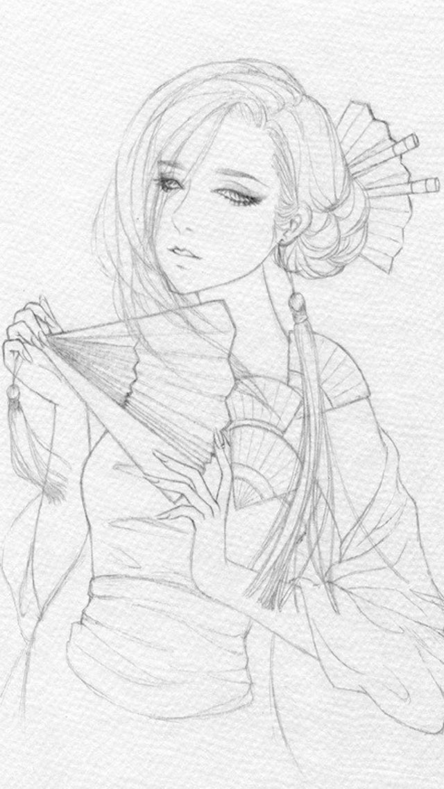 高清古代美女铅笔画