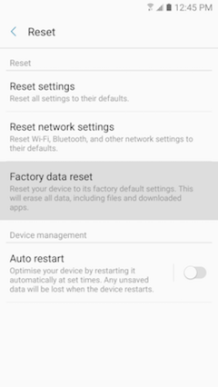 Factory Data Reset Factory Data Reset