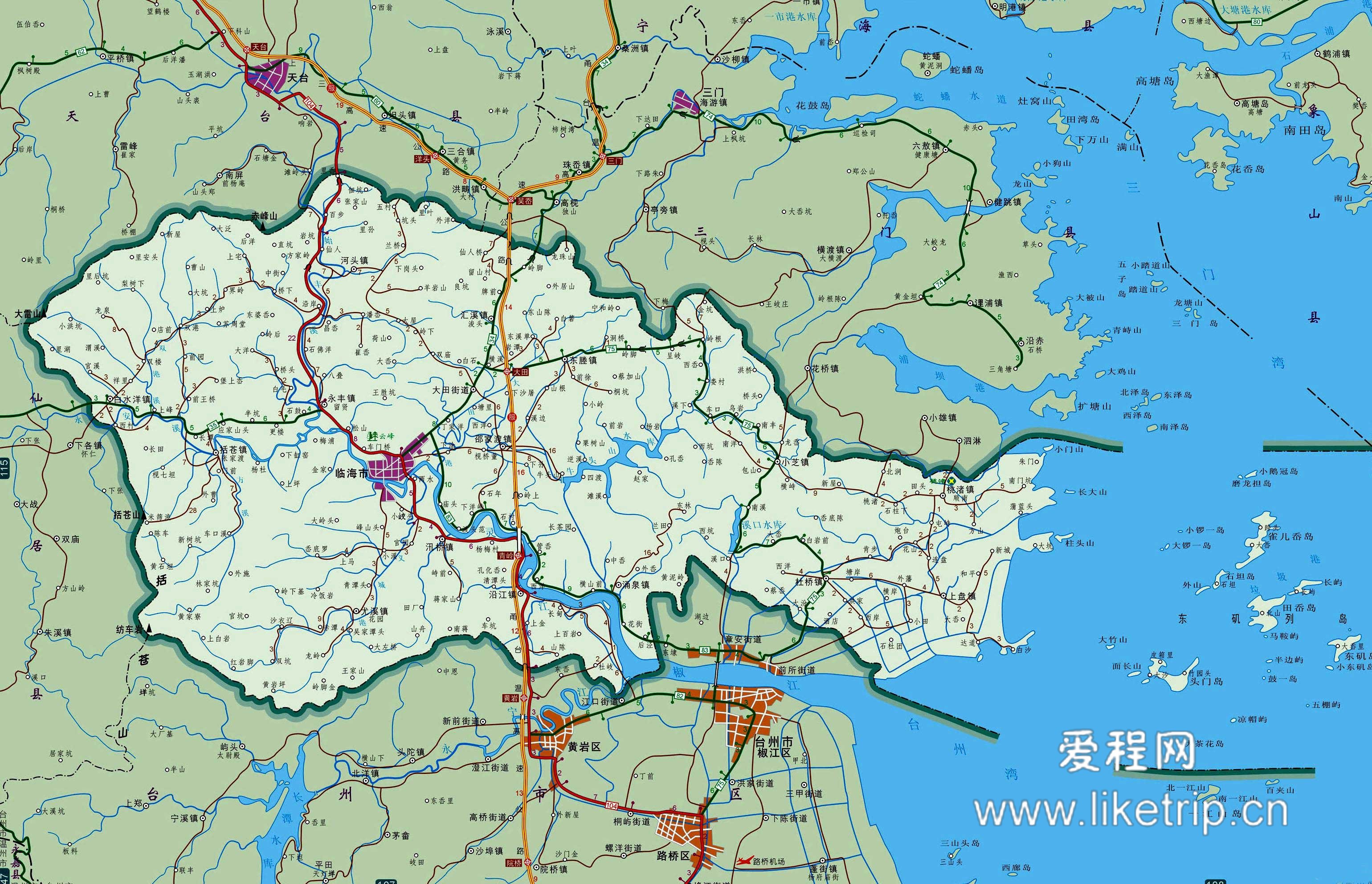 临海市地图_台州旅游地图图片
